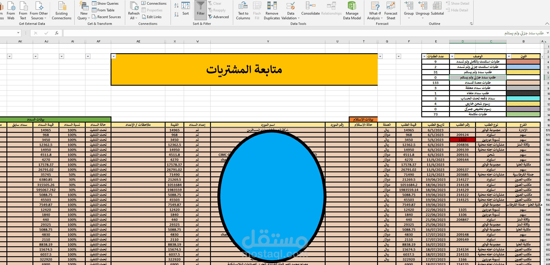 إعداد التقارير على الاكسل  أو قوقل شيت