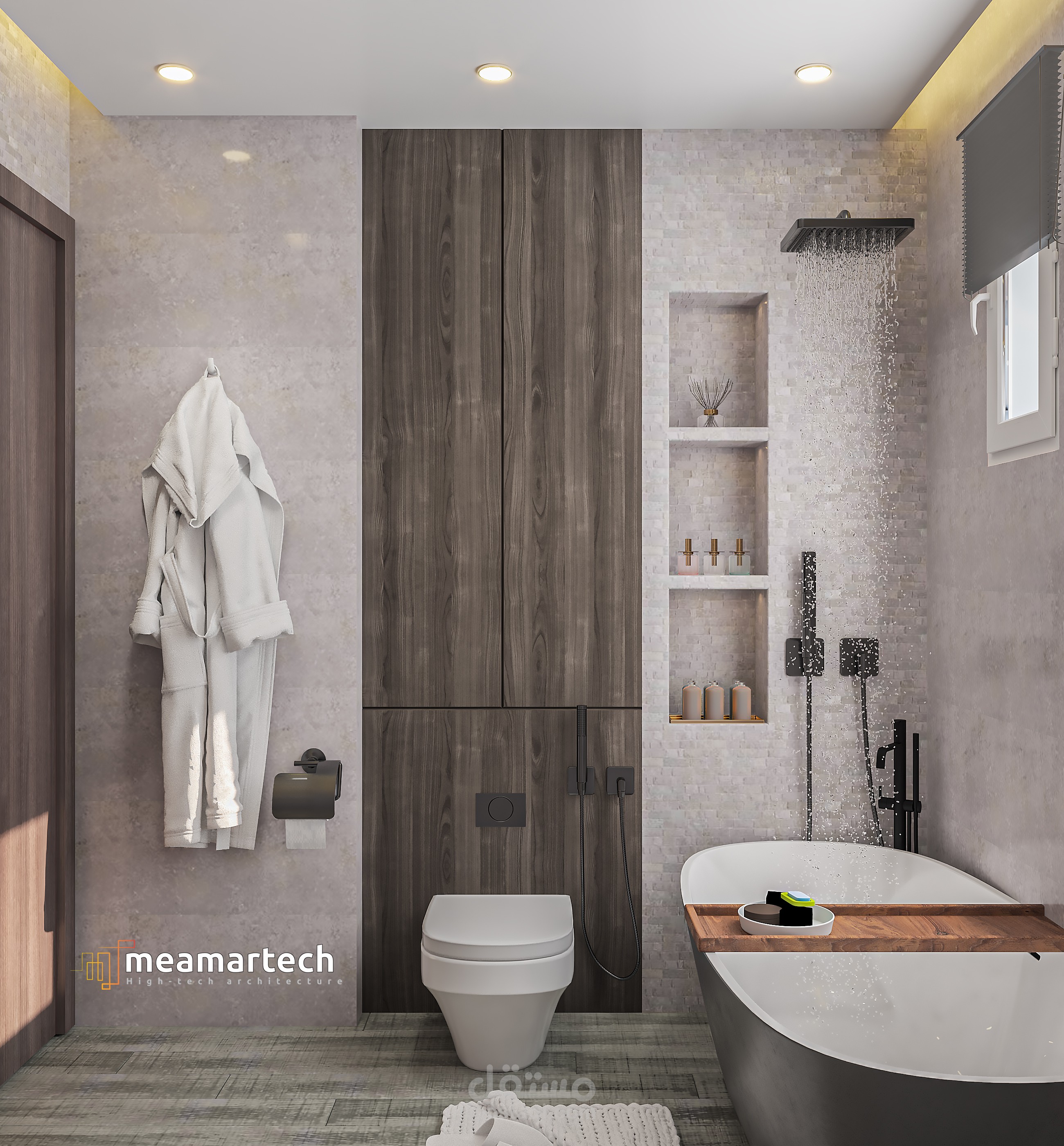 تصميم داخلى لفراغ حمام غرفة نوم
