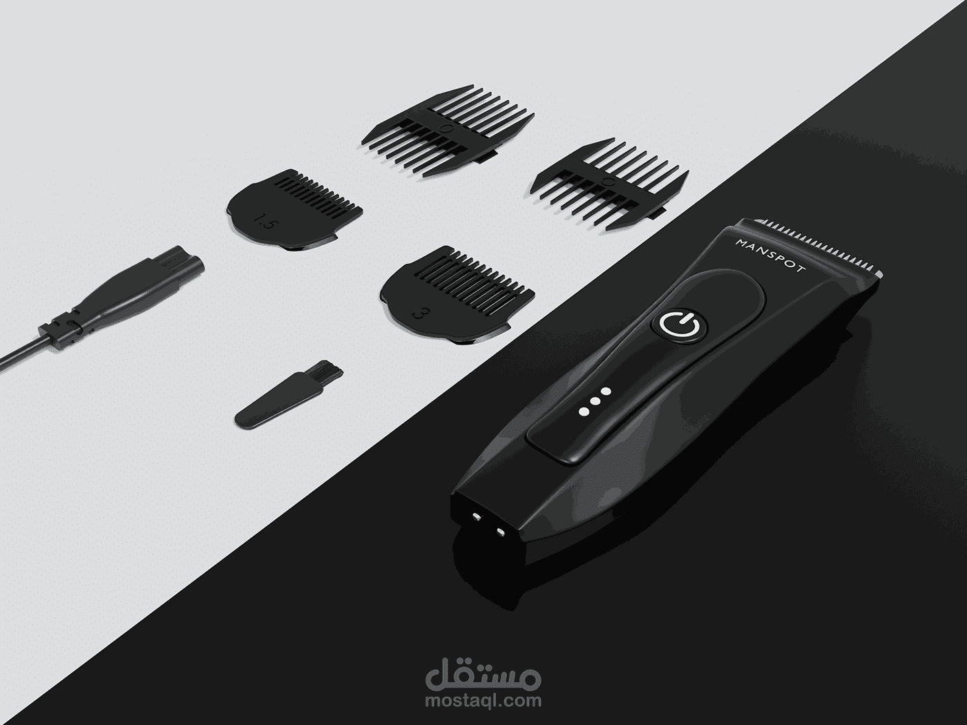 تصميم الة حلاقة 3D بتفاصيل عالية الدقة مع رندر واقعي وفيديو تجاري مميز.
