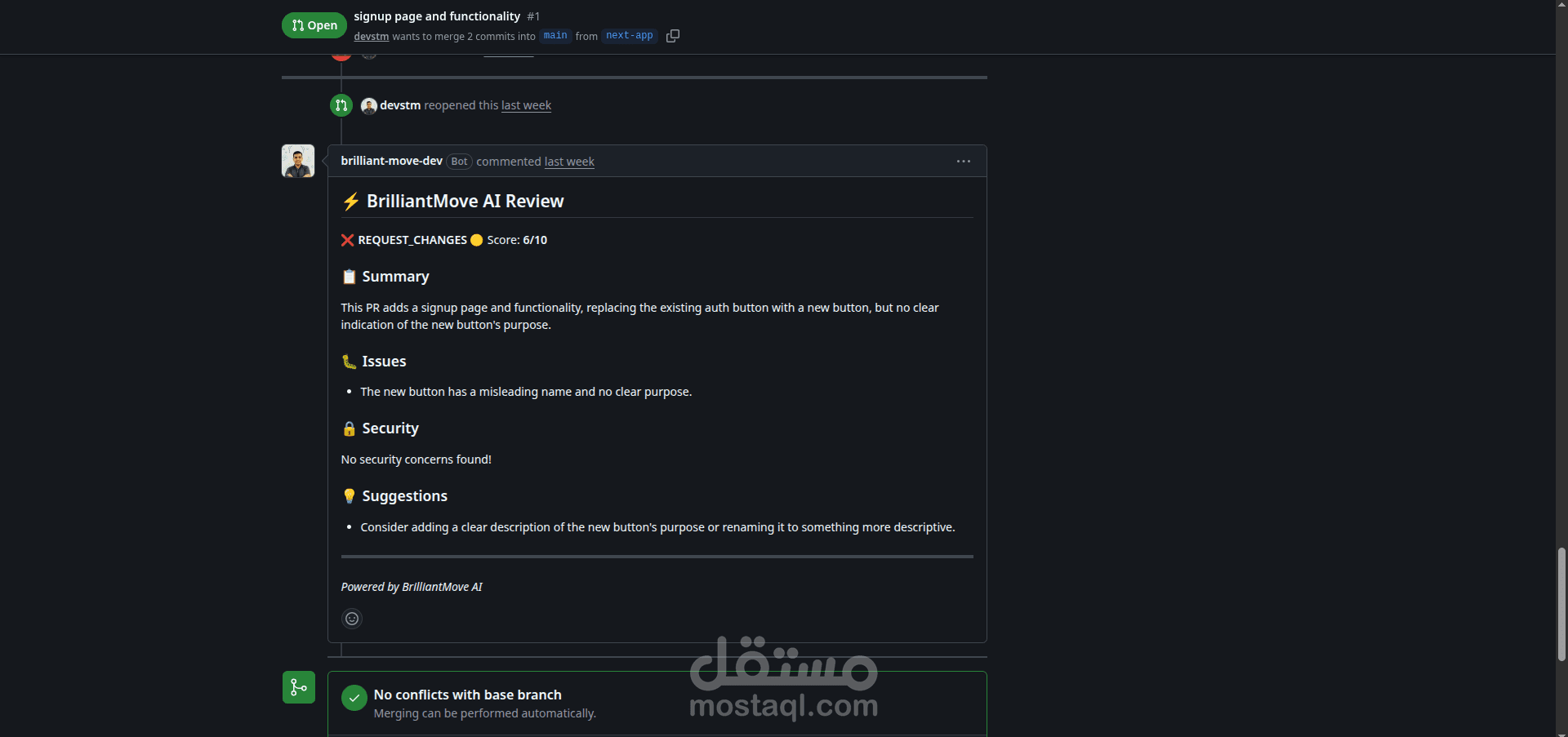 AI GitHub PR Code Reviewer