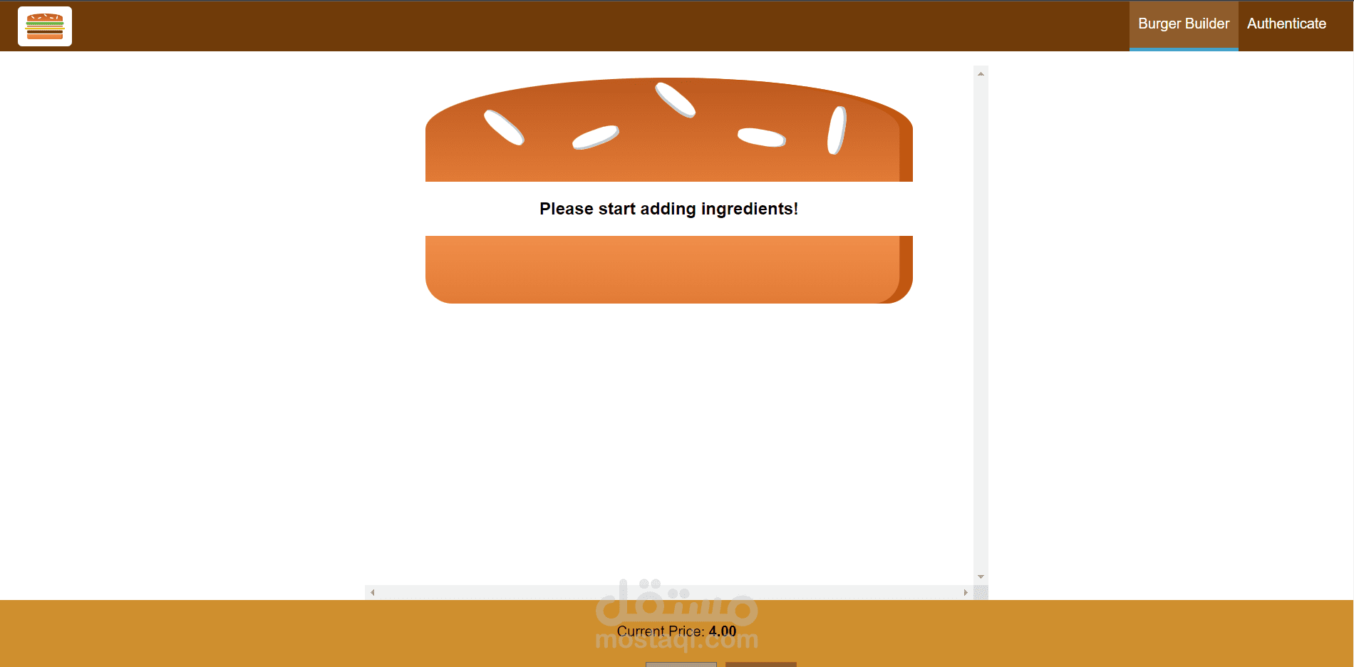 burger builder using react.js