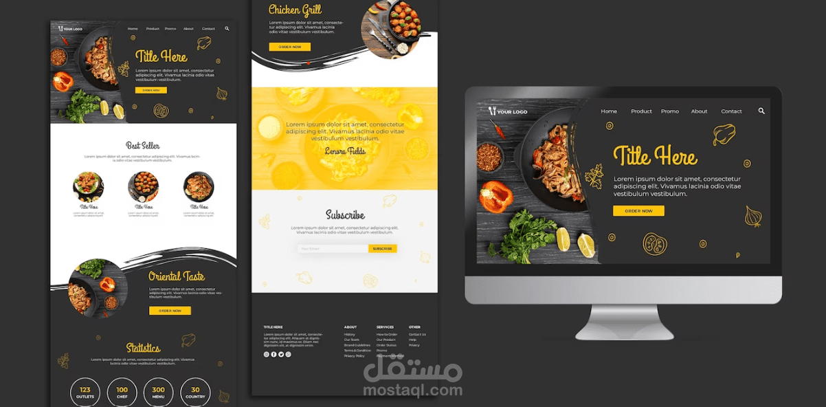 تصميم صفحة خاصة بمطعم اكل