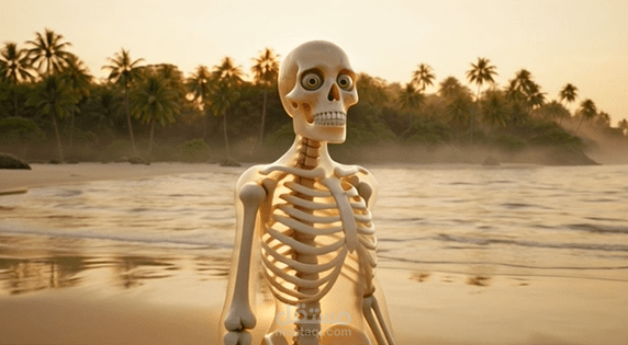 فيديو AI سينمائي – ماذا لو استيقظت على جزيرة مهجورة (Skeleton Survival Concept)