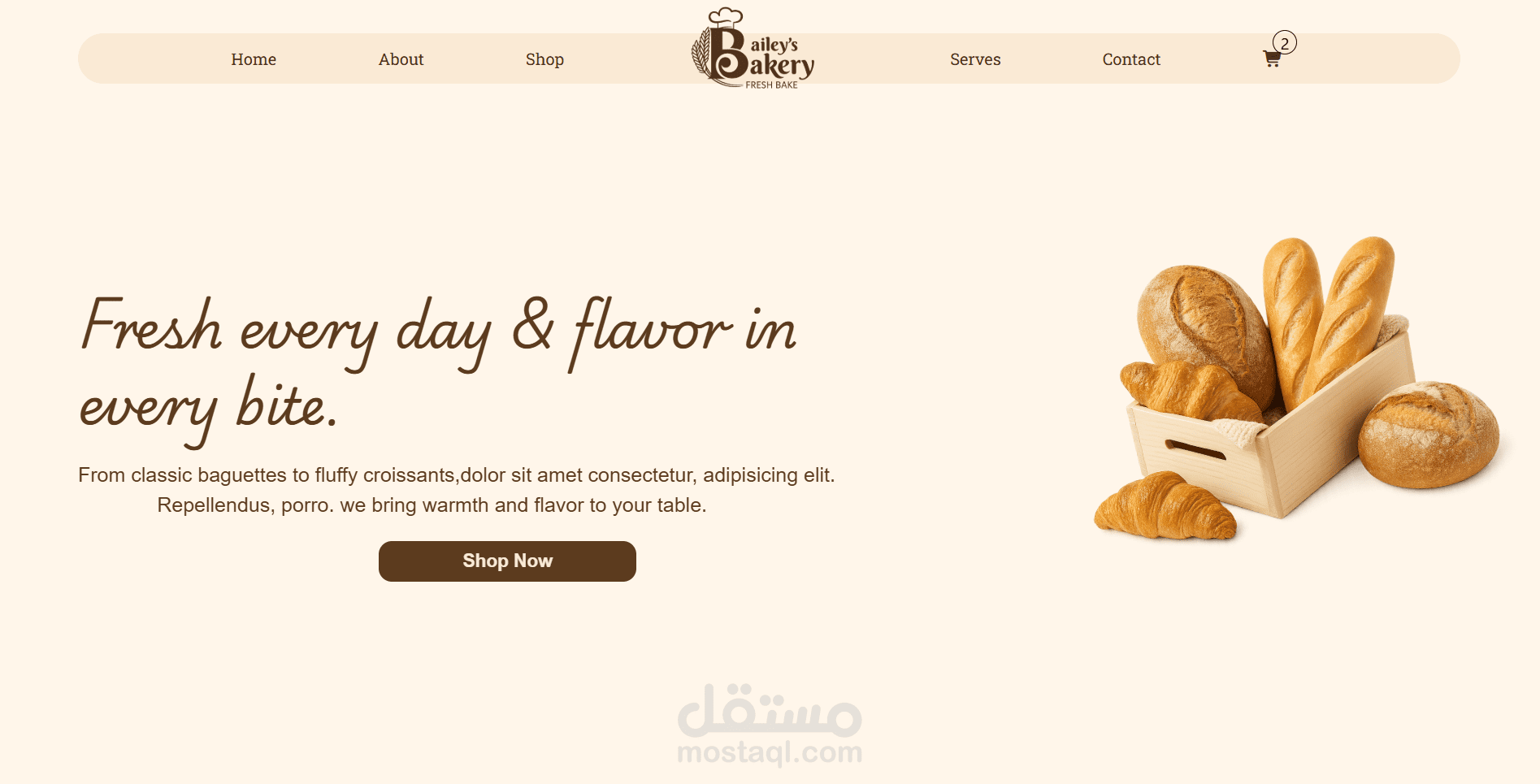 تطوير واجهة متجر "Bakery Store" - متجاوب بالكامل، تصميم عصري بتجربة مستخدم سلسة