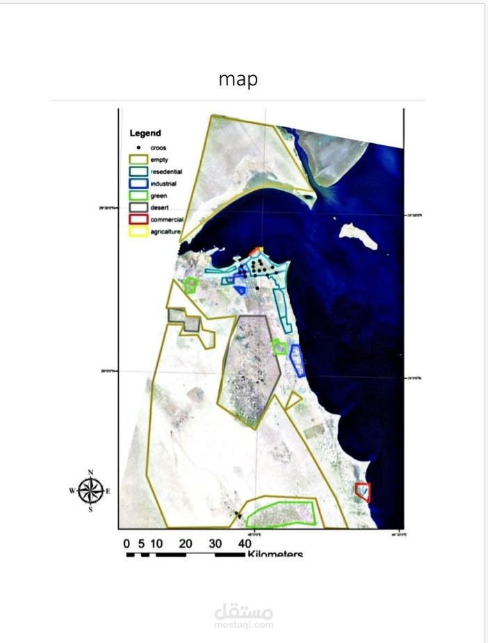 خريطة لتخطيط المدن الصناعية في الكويت 2035 عن طريق برنامج ARC map