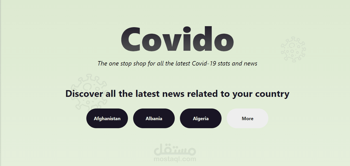 Covido - موقع لعرض المعلومات الخاصة بفيروس كورونا