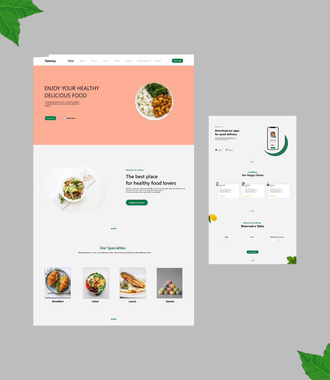 موقع لمطعم متخصص في الاكل الصحي Healthy Food