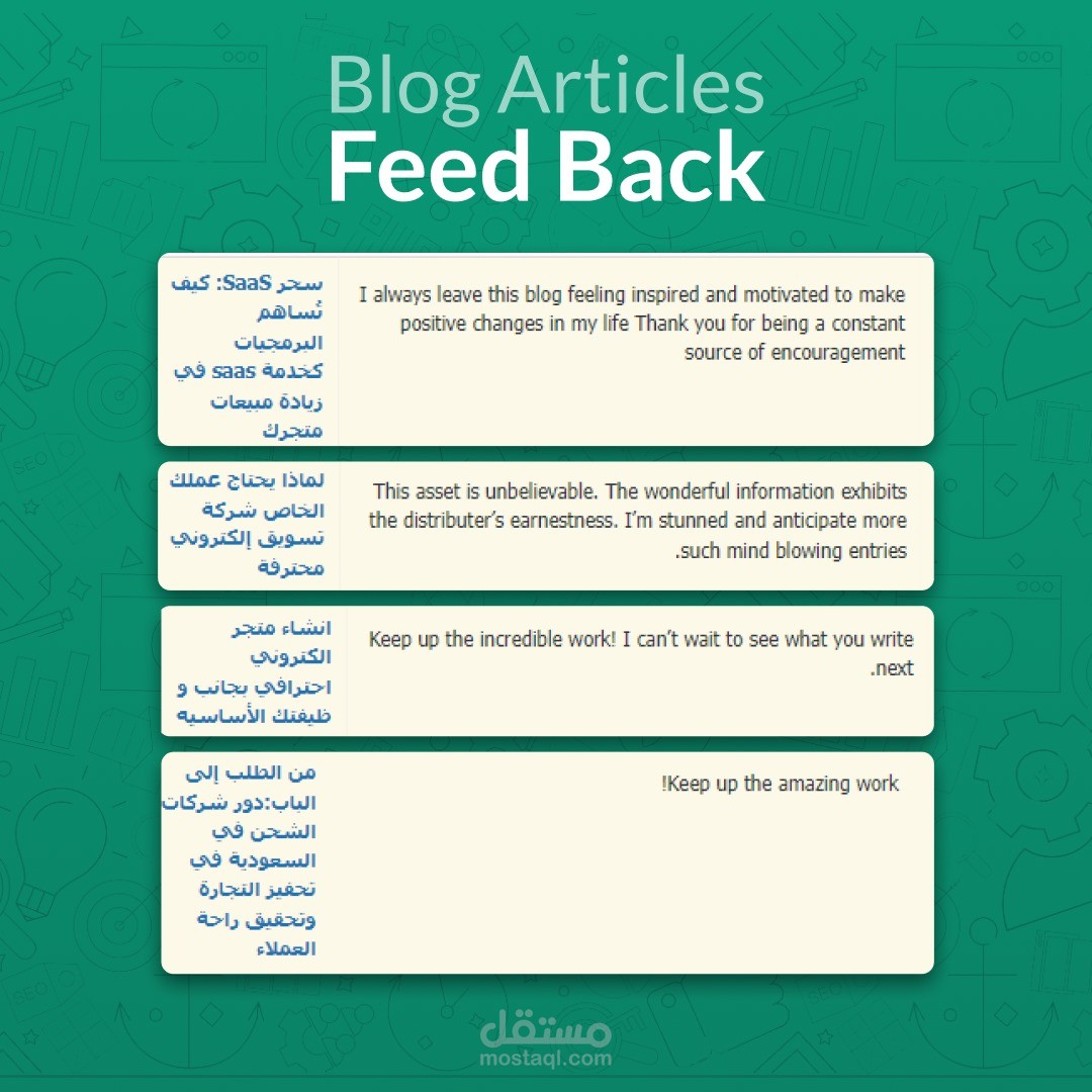 أراء بعض عملائي في كتابة المقالات