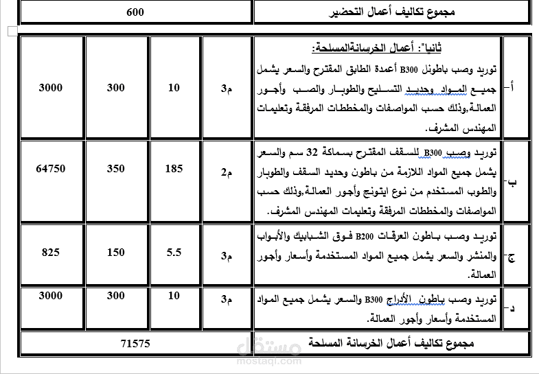 حساب كميات