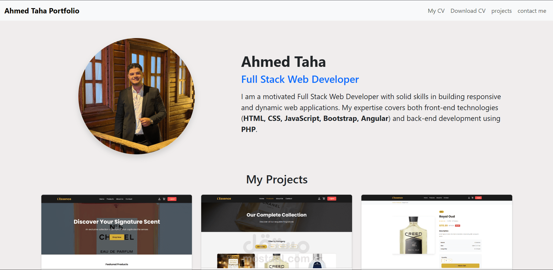 portfolio of me with a simple design