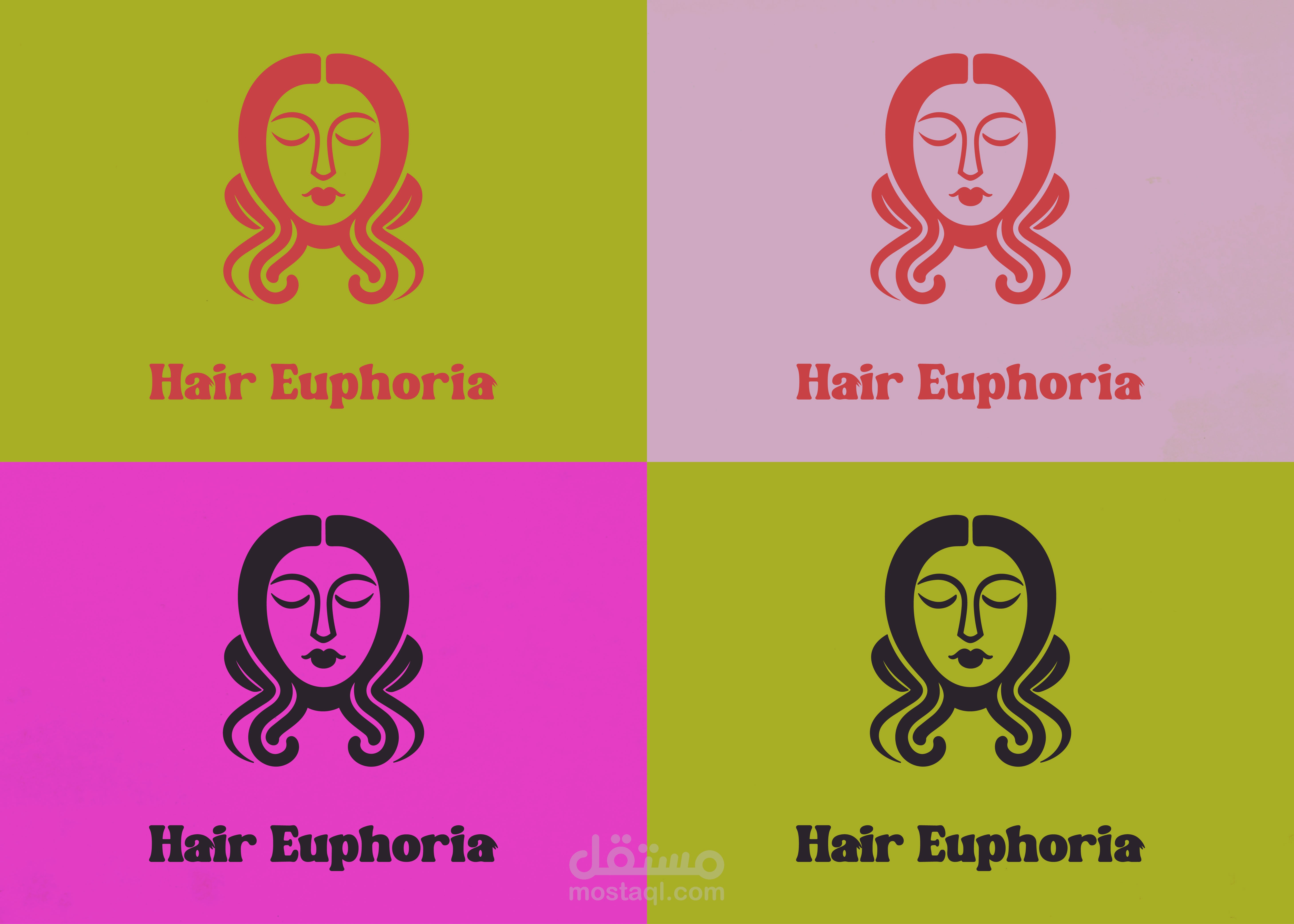 تصميم شعار و هوية بصرية hair euphoria - لصالون نسائي