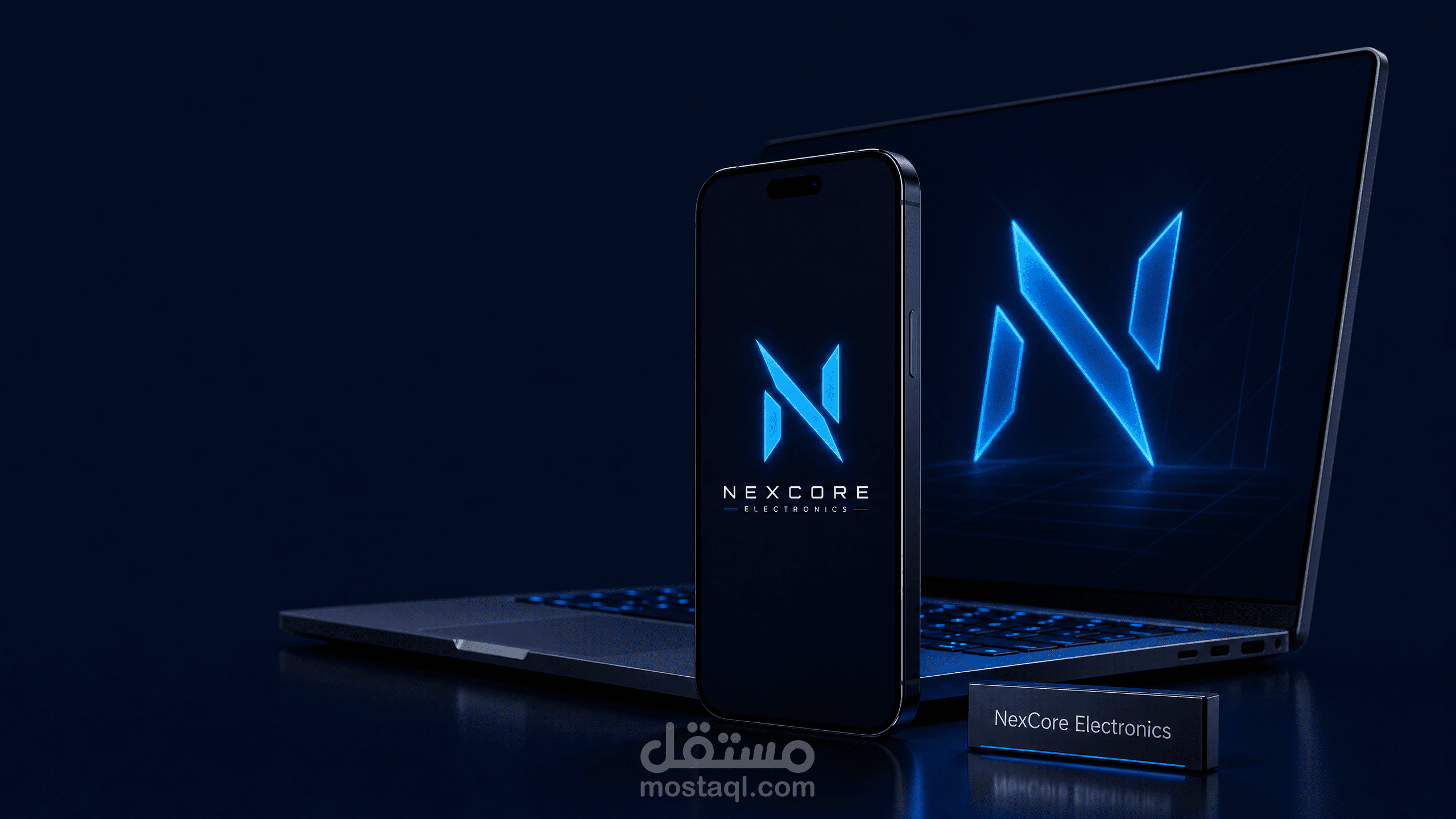 هوية بصرية تقنية متكاملة لمتجر NexCore Electronics