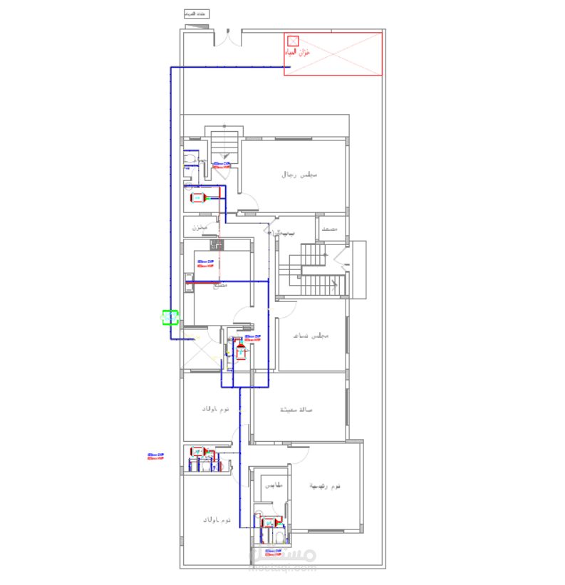 تصميم اعمال السباكة والصرف والتغذية واعمال التكييف لفيلا سكنية فى منطقة الرياض