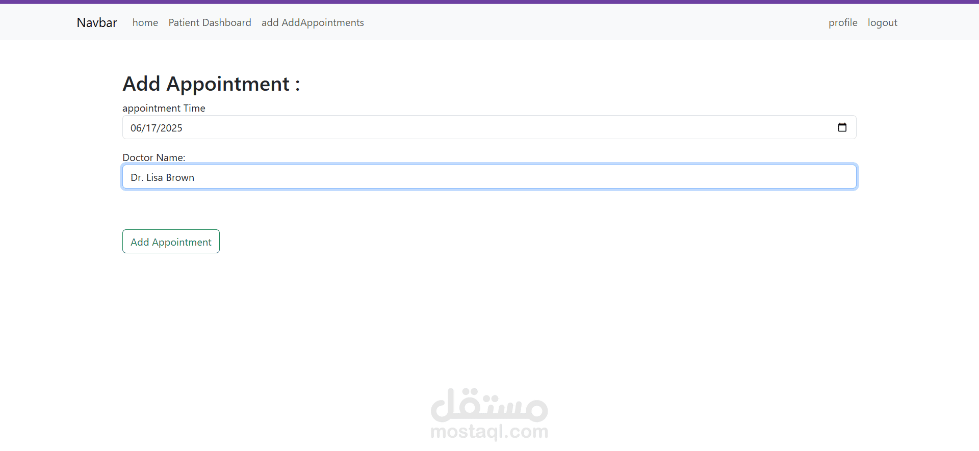 تطوير نظام حجز مواعيد وعمليات فواتير لعيادة باستخدام React JS