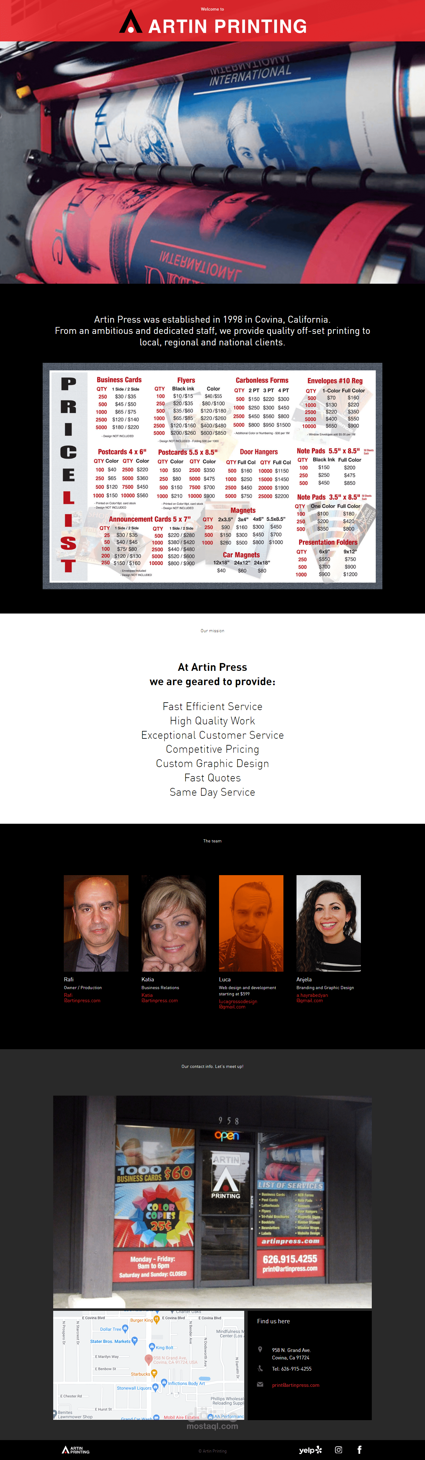 تصميم موقع الكتروني خاص بمركز للطباعة