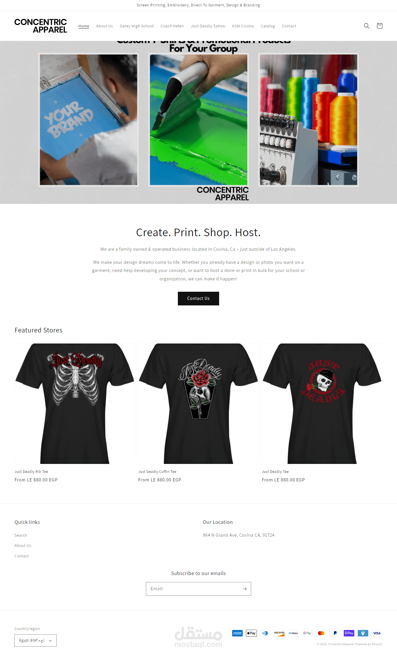 تصميم موقع الكتروني خاص بشركة ملابس و طباعات