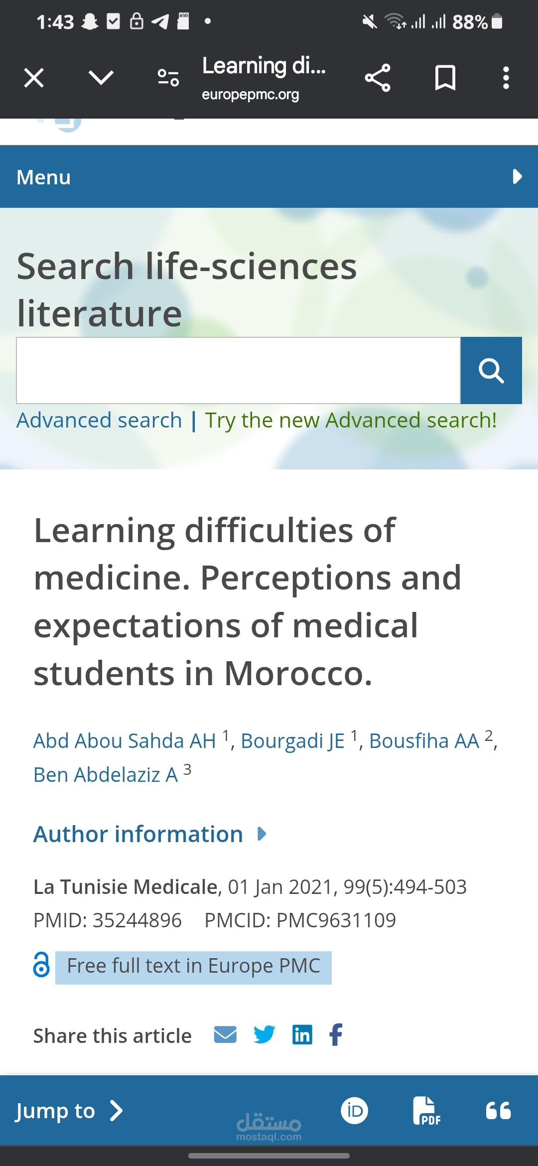 Learning difficulties of medicine. Perceptions and expectations of medical students in Morocco