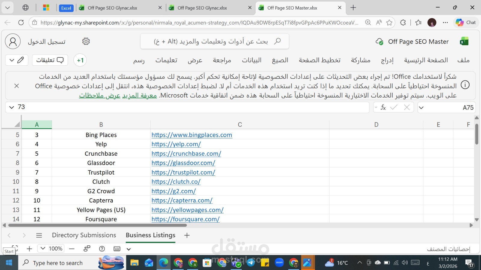 بناء الظهور الرقمي (Local SEO) وتوليد العملاء لشركة Glynac A