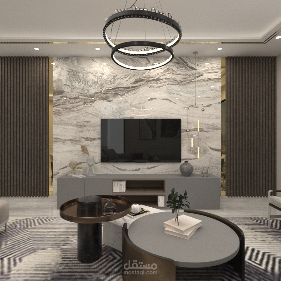 تصميم فراغات مختلفه لشقه سكنيه
