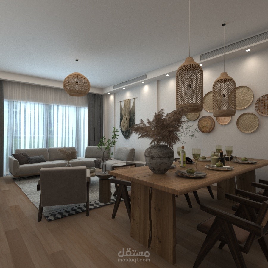تصميم فراغات مختلفه لشقه سكنيه