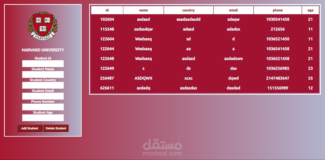 simple registration form for students with php