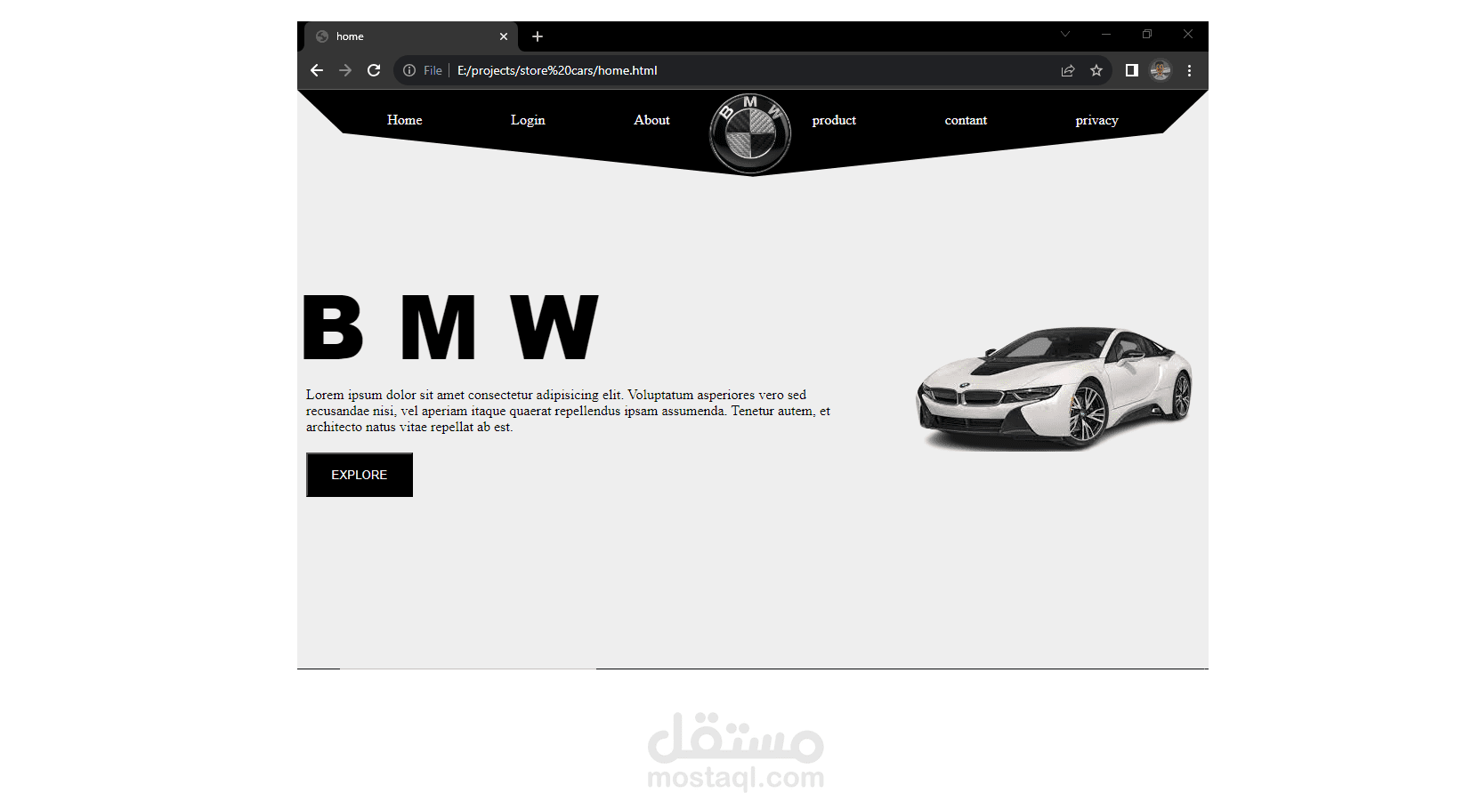 تصميم مصغر عن تنفيذ متجر Bmw