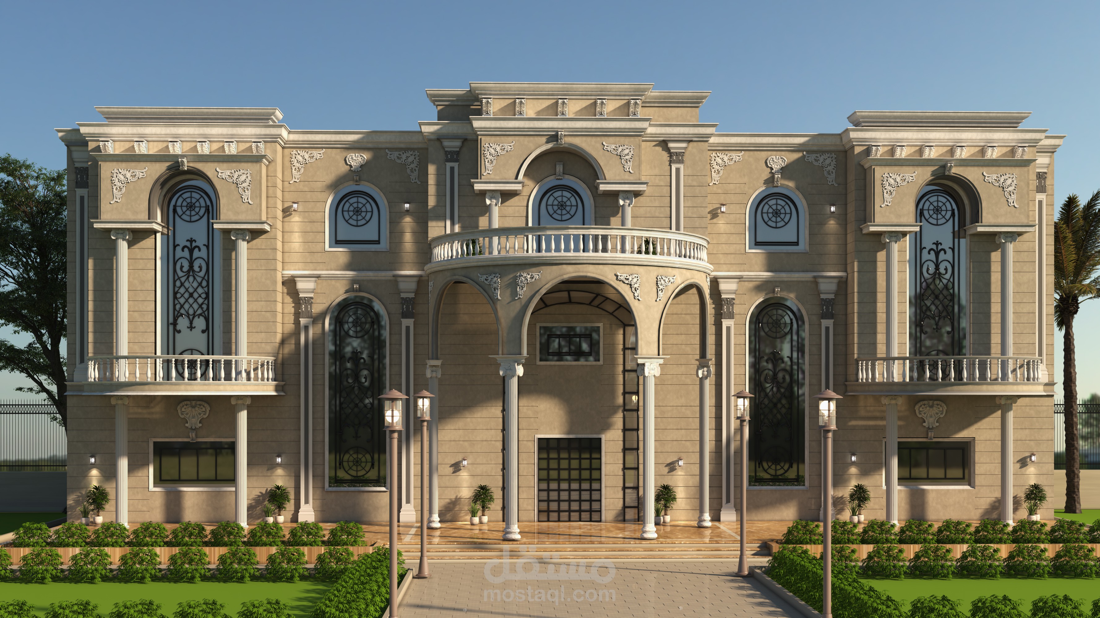 تصميم خارجى كلاسيك لوجهه فيلا