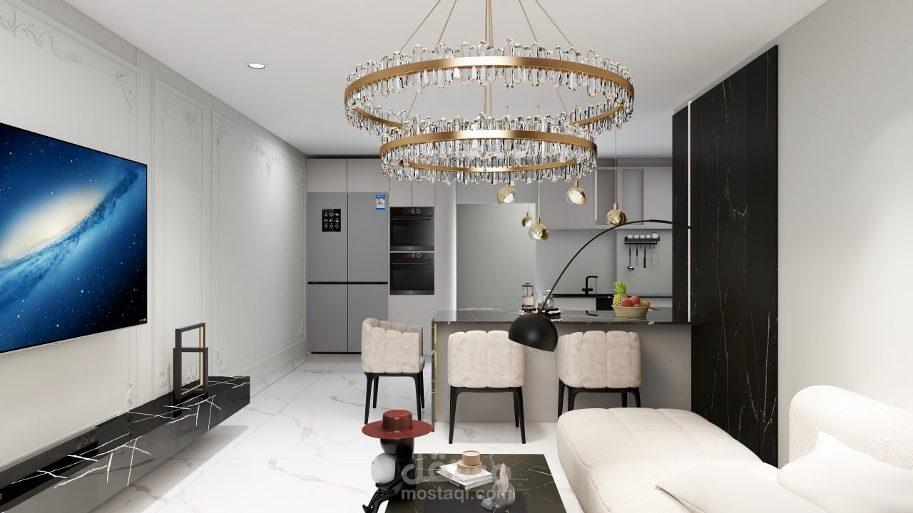 شقة سكينة بسيطة بتصميم مودرن كلاسيكي