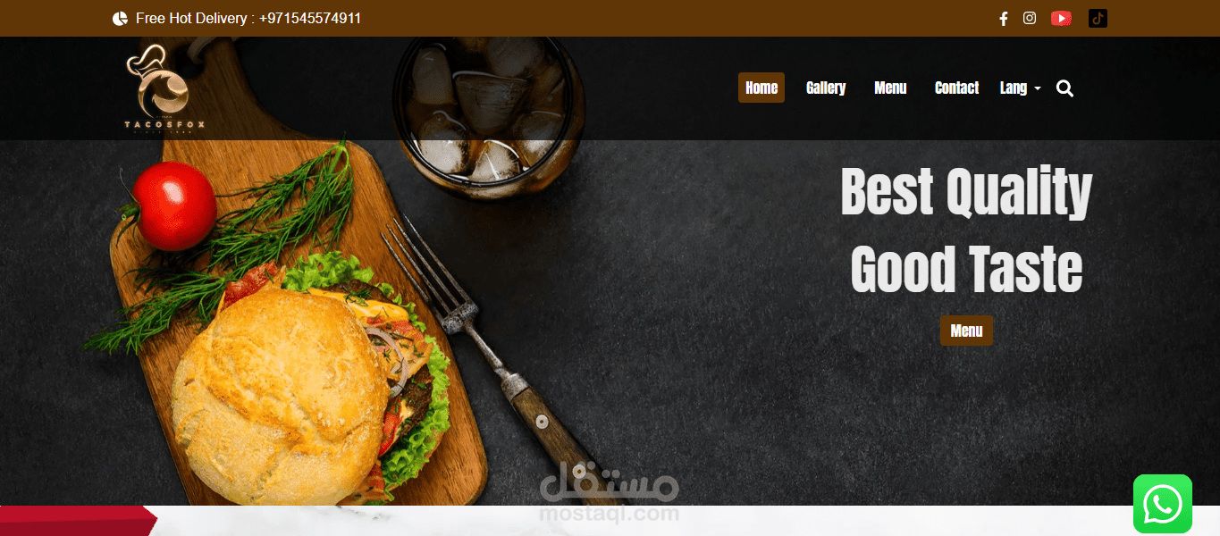 برمجة موقع خاص بمطعم تاكوس بالغتين العربية والانجليزية + لوحة تحكم (Laravel)