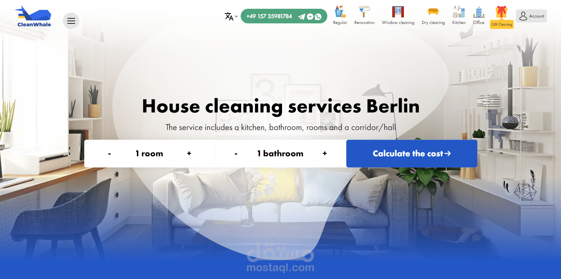 انشاء موقع للتنظيف مكون من 20 صفحة (HTML, Css, Js, Boostrap 5)