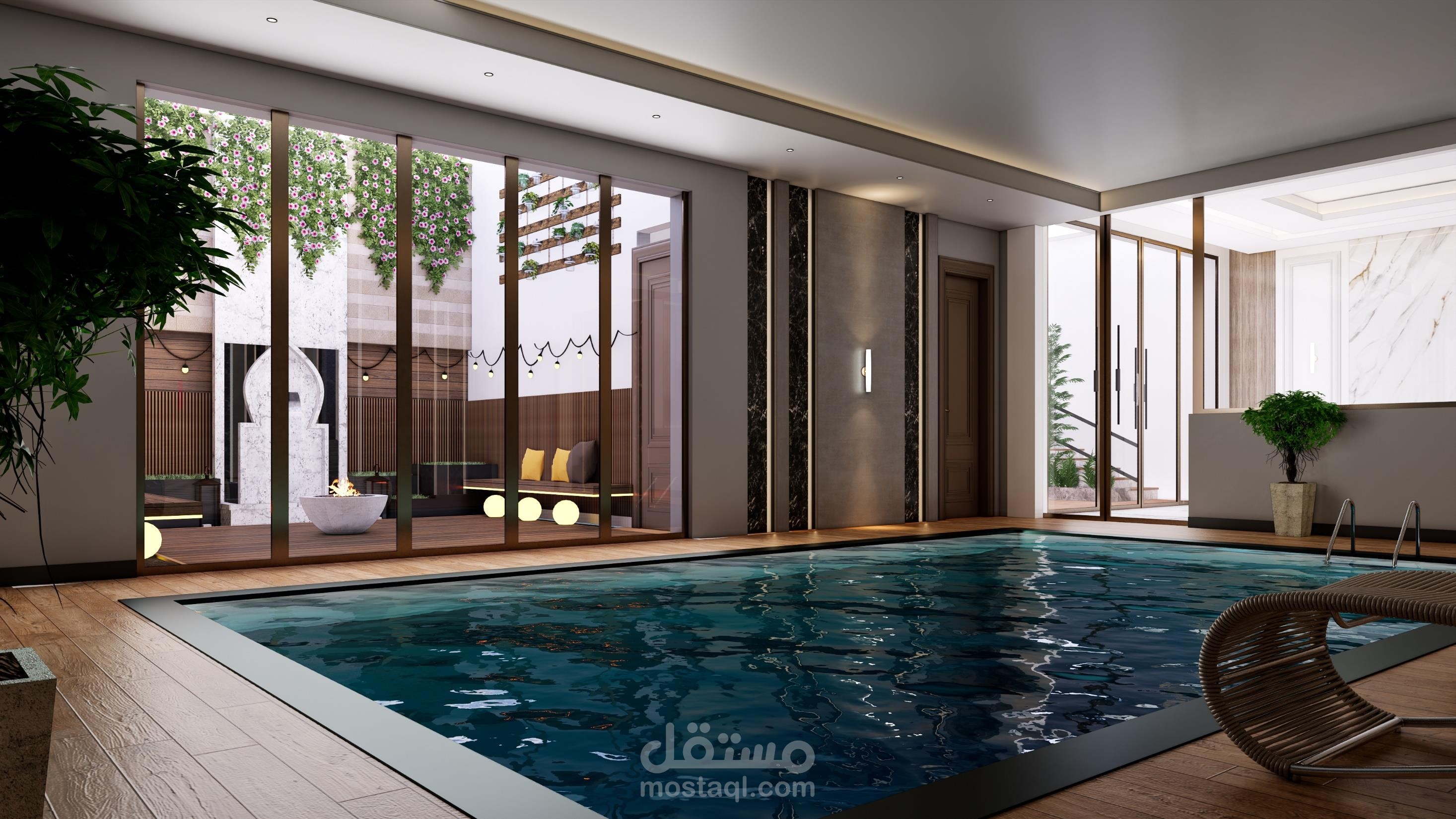 تصميم فيلا مع مسبح داخلي