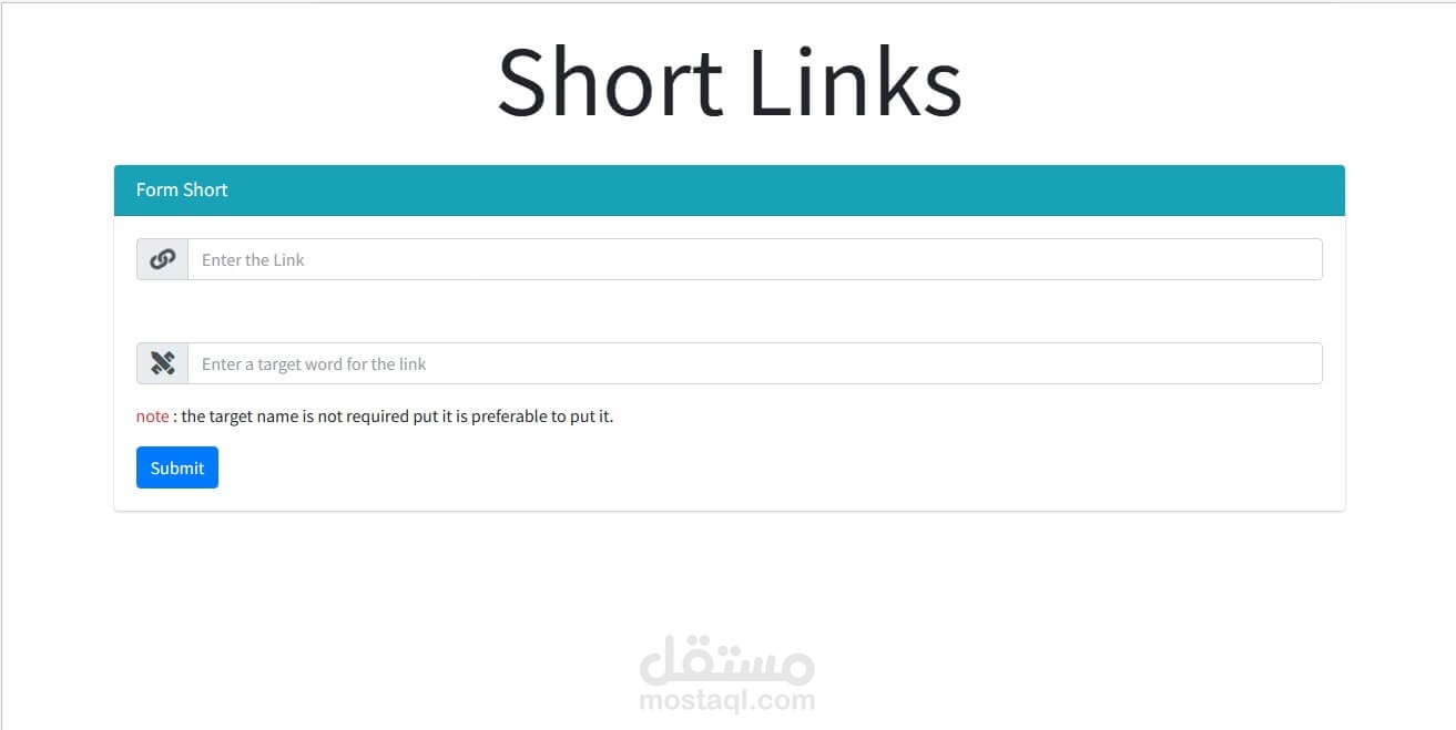 برمجة موقع الكتروني بلغةphp في بيئة العمل laravel frameworks متخصص في انشاء اختصار لاي رابط تريد تقصيره Short Links