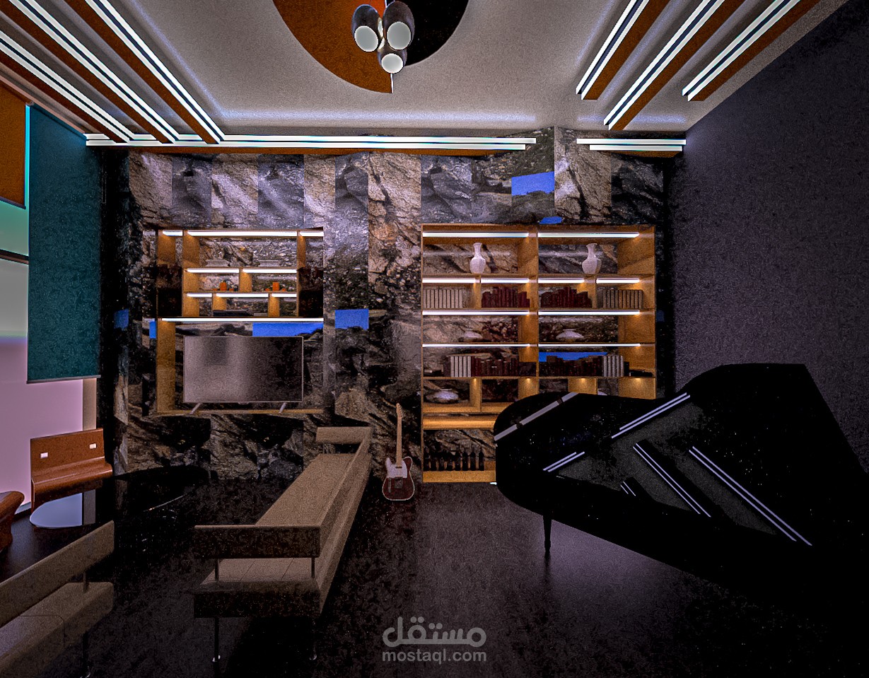 ستوديو تخيلي مبنى بجوار صخرة