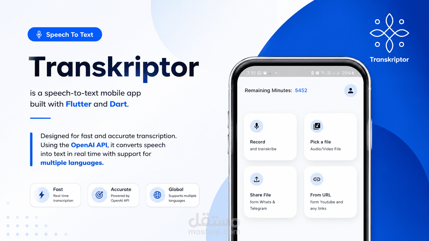 Transkriptor - تطبيق تحويل الصوت إلى نص بسهولة ودقة