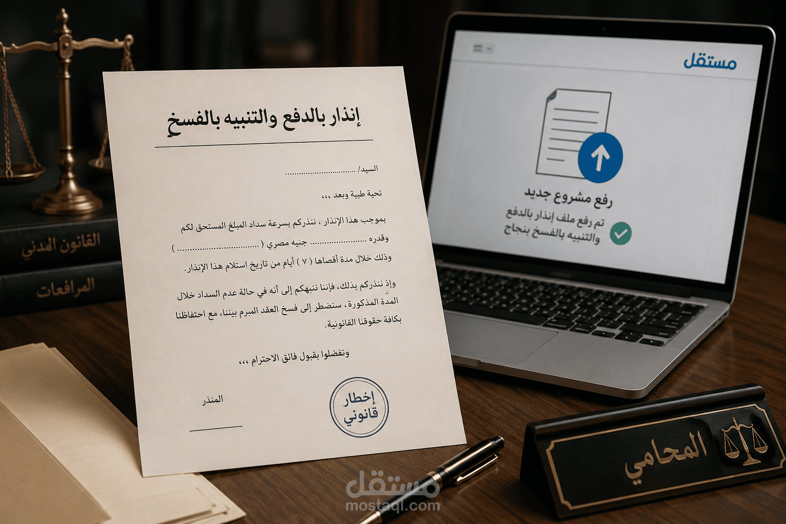 انذار بالوفاء مع التنبيه بالفسخ