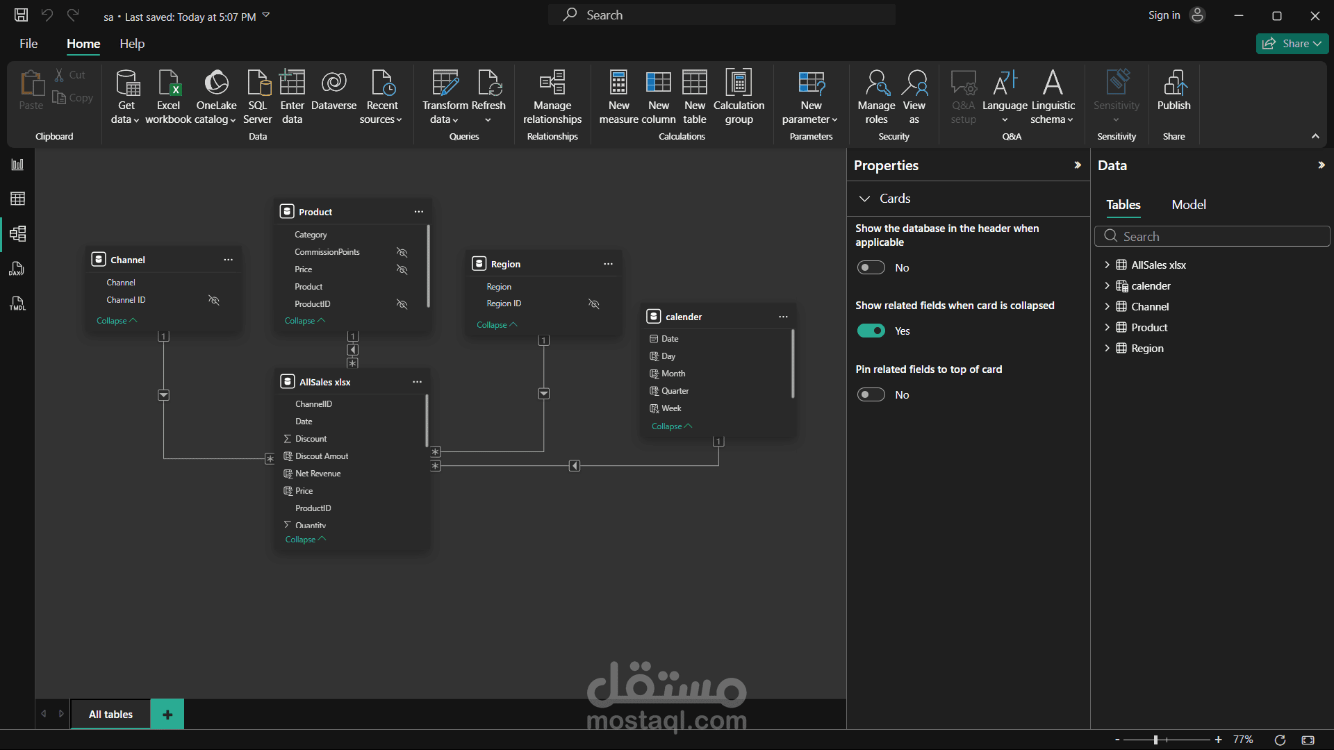 داشبورد ذكي لتحليل الإيرادات والمبيعات مع مقارنة سنوية (YoY) باستخدام Power BI