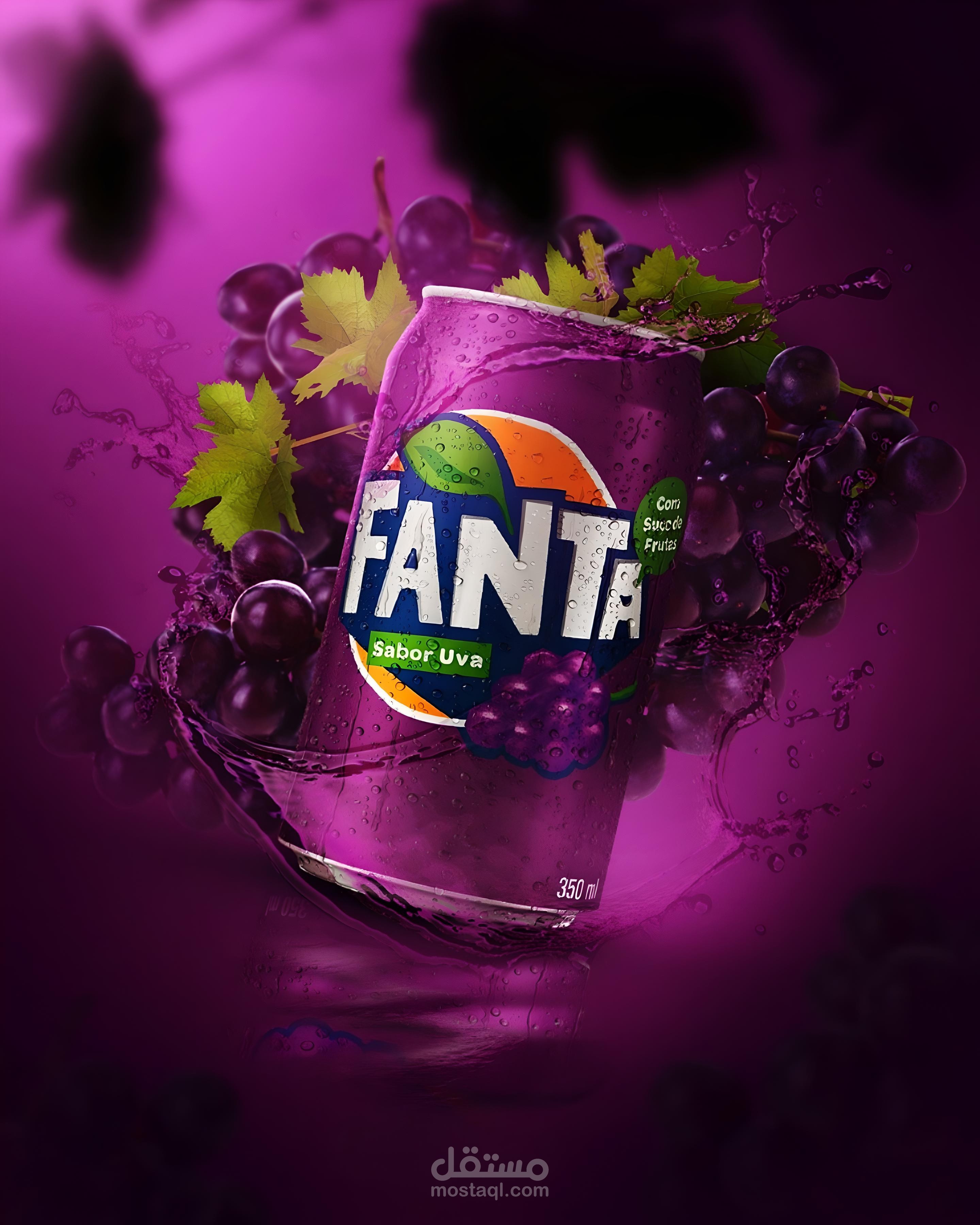 ⭐ تصميم بوستر سوشيال ميديا لمشروب فانتا بنكهة العنب