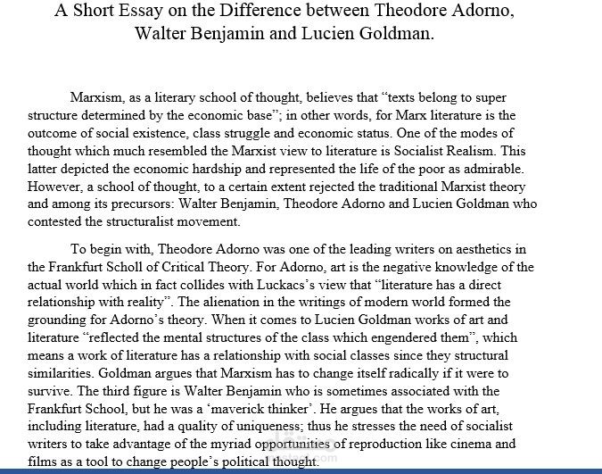 Theodore Adorno , Lucien Goldman and Walter Benjamin