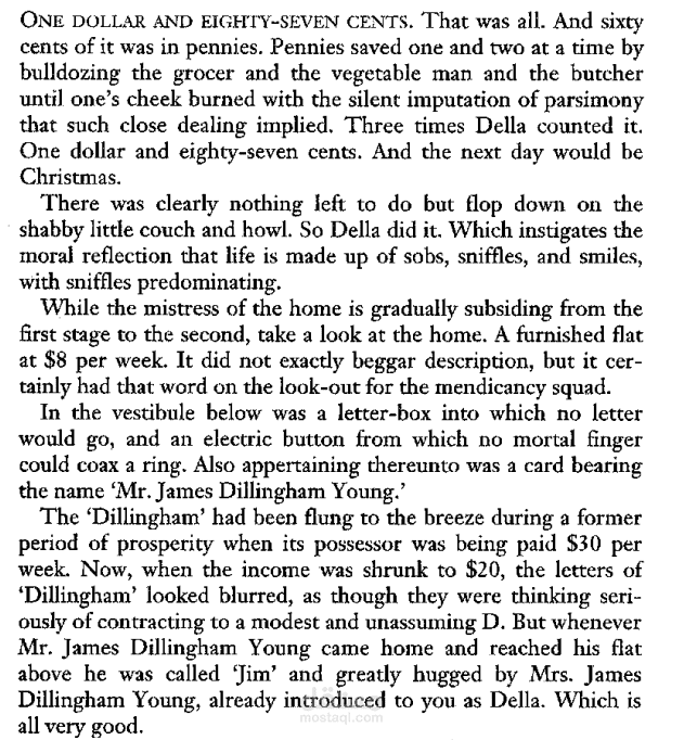 The Gift of Magi for O.Henry-قصة هدية المجوس ل أو.هنري