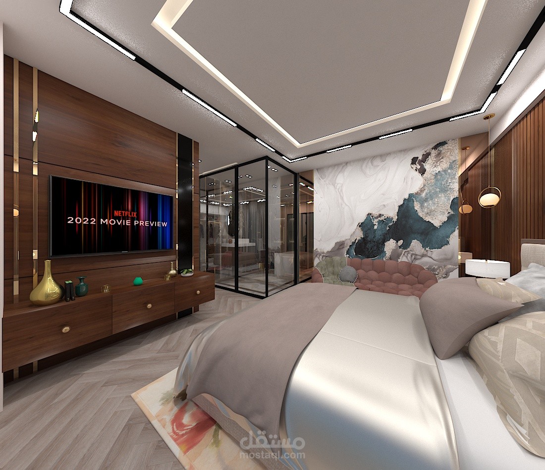 Modern Main bedroom , bathroom and Dressing room