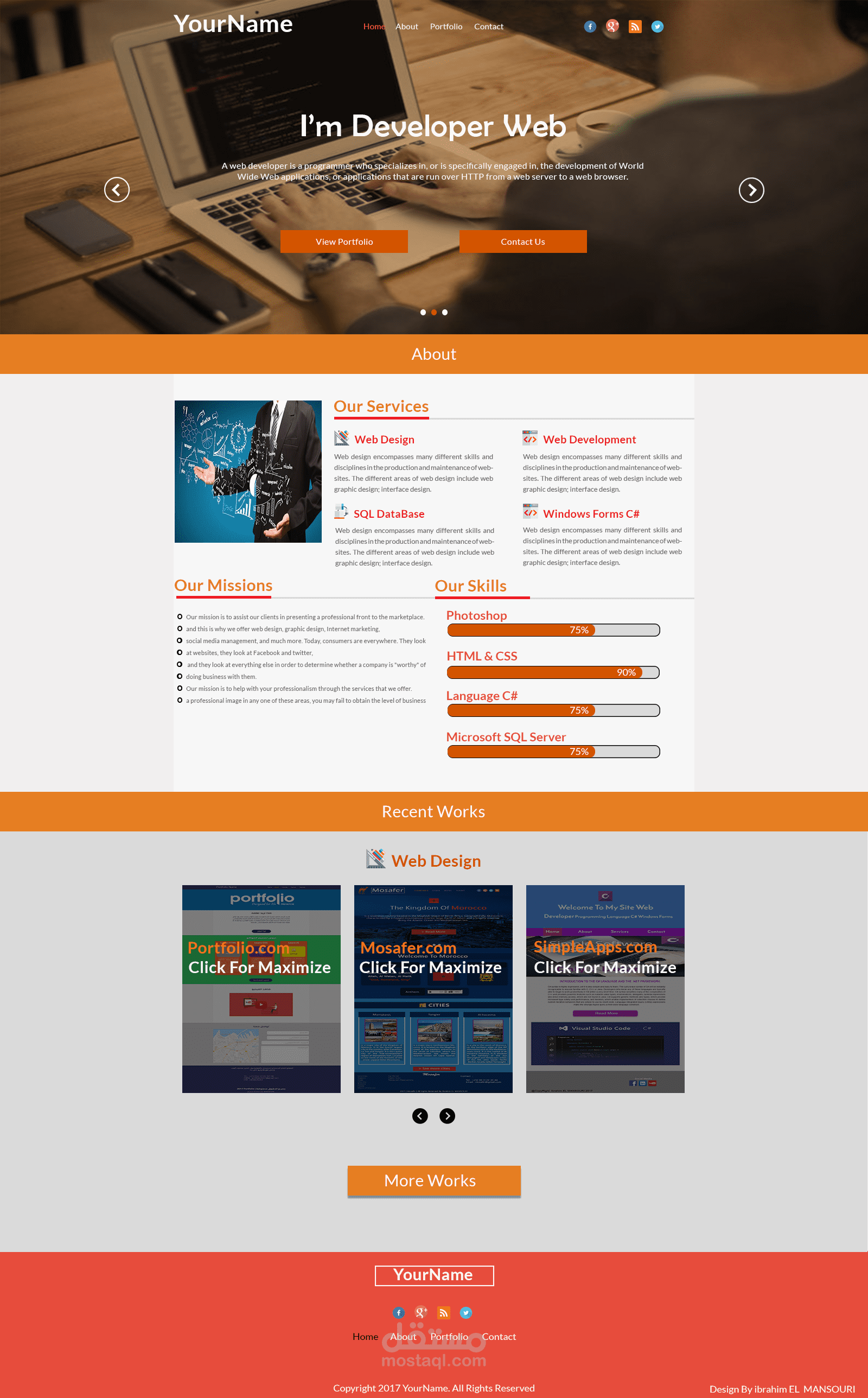 تصميم موقع الويب كامل لعرض المؤهلات و المهارات الشخصية.