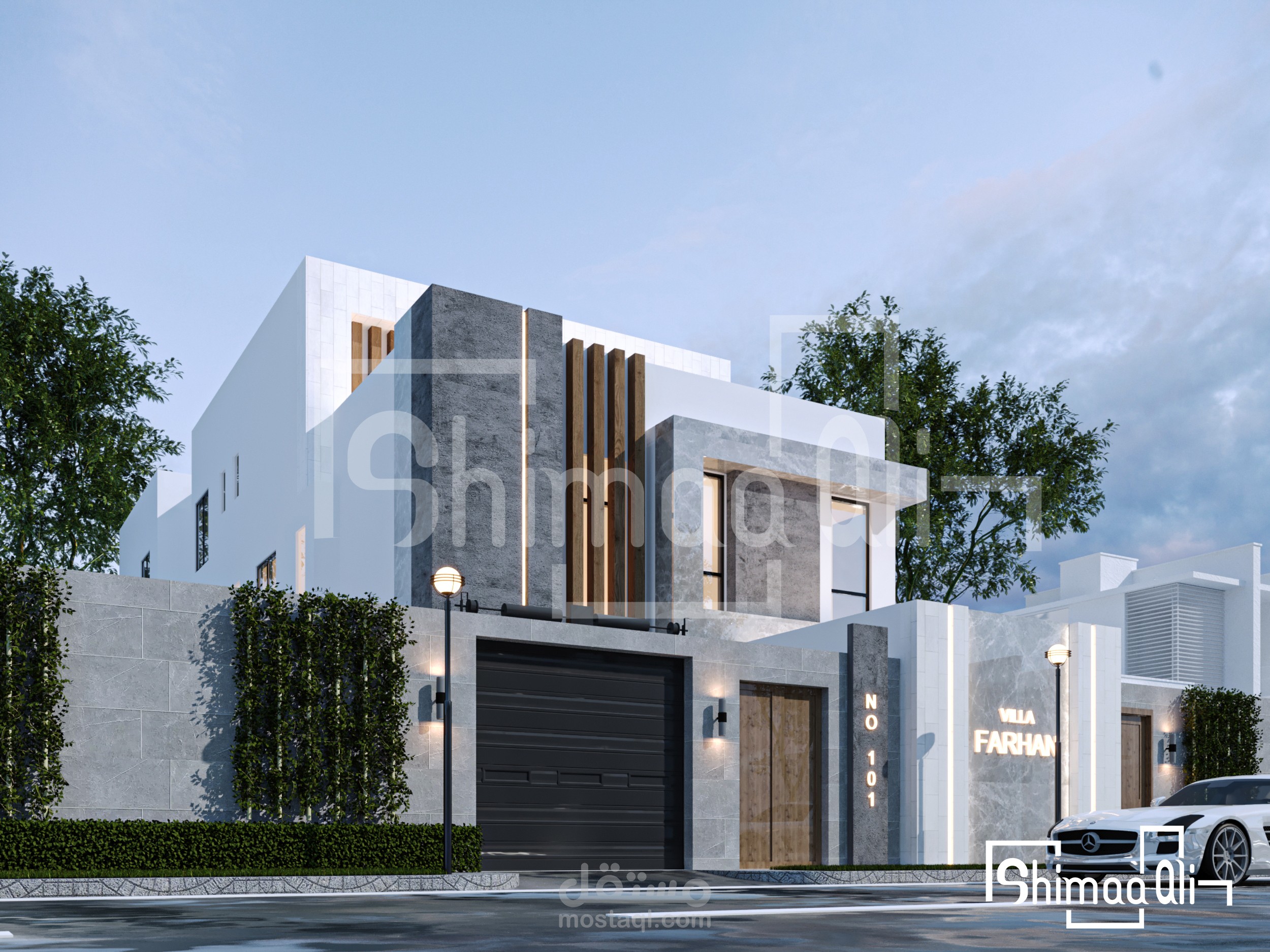 تصميم معماري علي الاستايل المودرن . تصميم واجهه خارجيه . في المملكه العربيه السعوديه