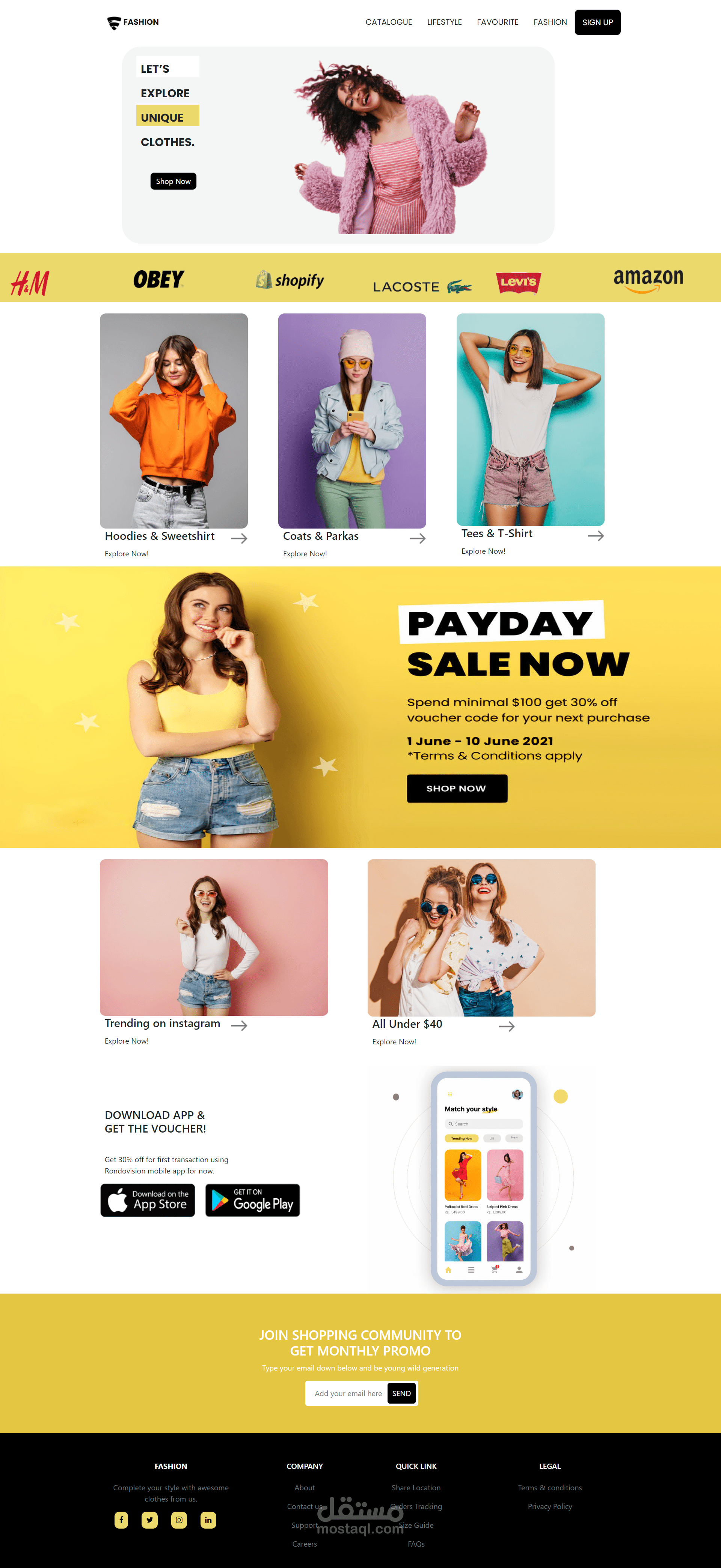 تصميم واجهة أمامية ل  fashion store