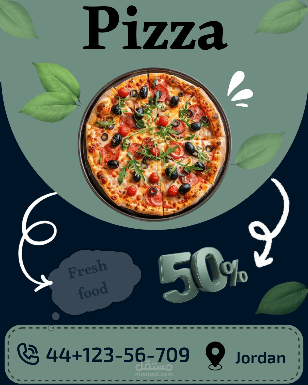 تصميم بوستر إعلاني لمطعم بيتزا