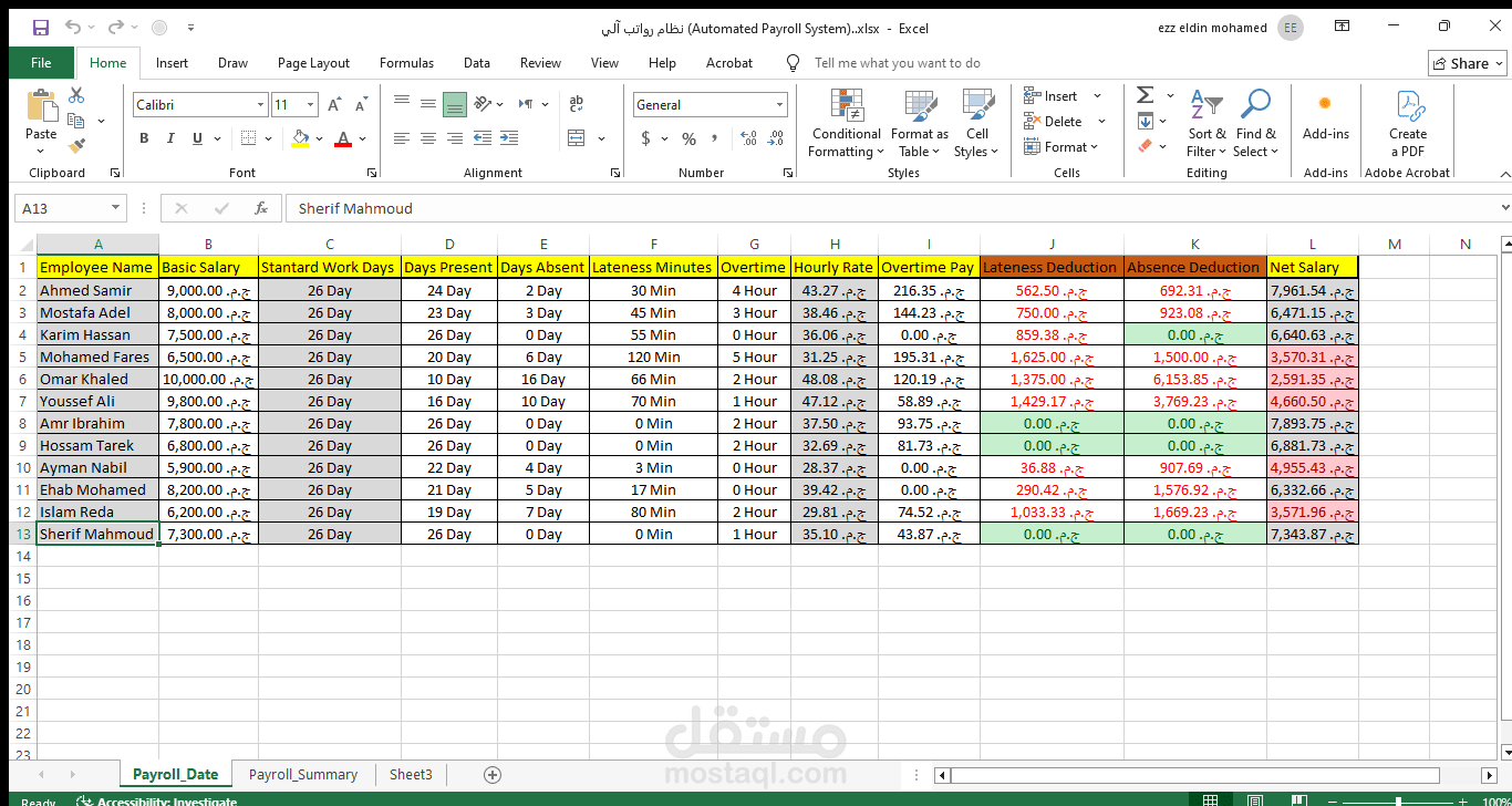 نظام رواتب آلي (Automated Payroll System).