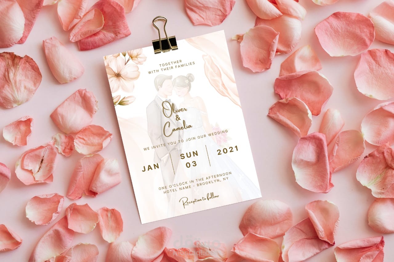 A wedding, birthday, or baby invitation