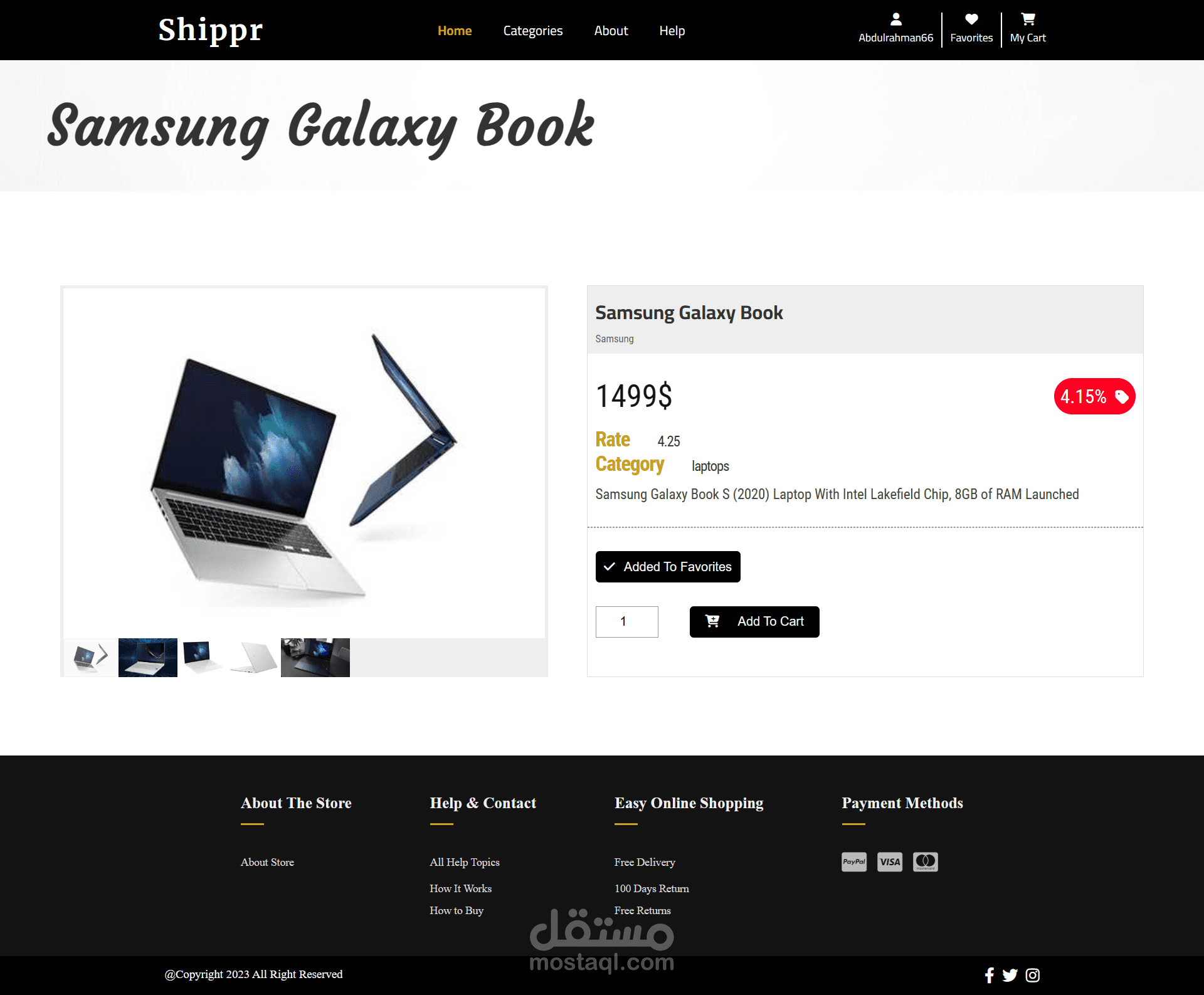 متجر الكتروني متكامل بنظام Wishlist وCart مع تجربة مستخدم سلسة