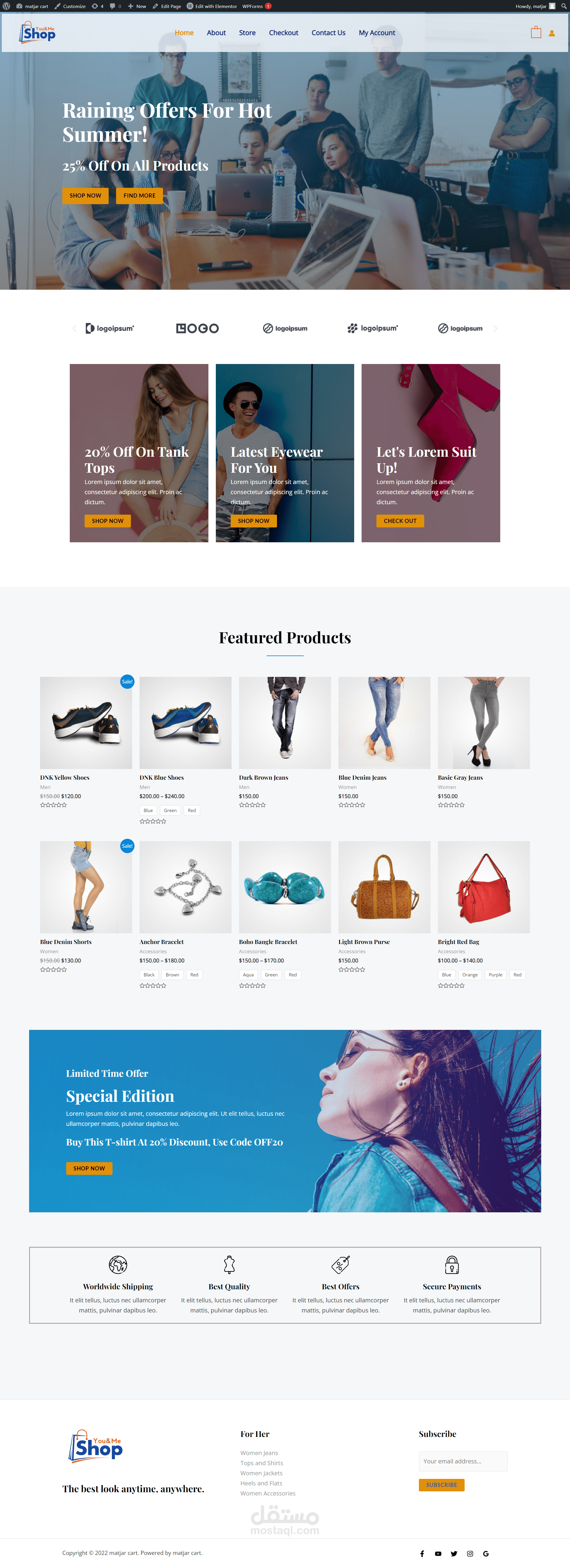 تصميم متجر إلكتروني على WordPress