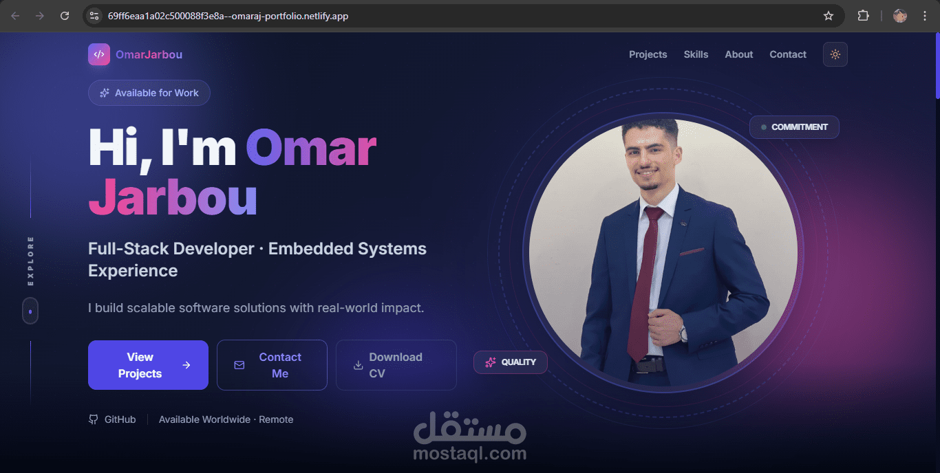 Enhanced Portfolio - موقع شخصى بواجهة متطورة