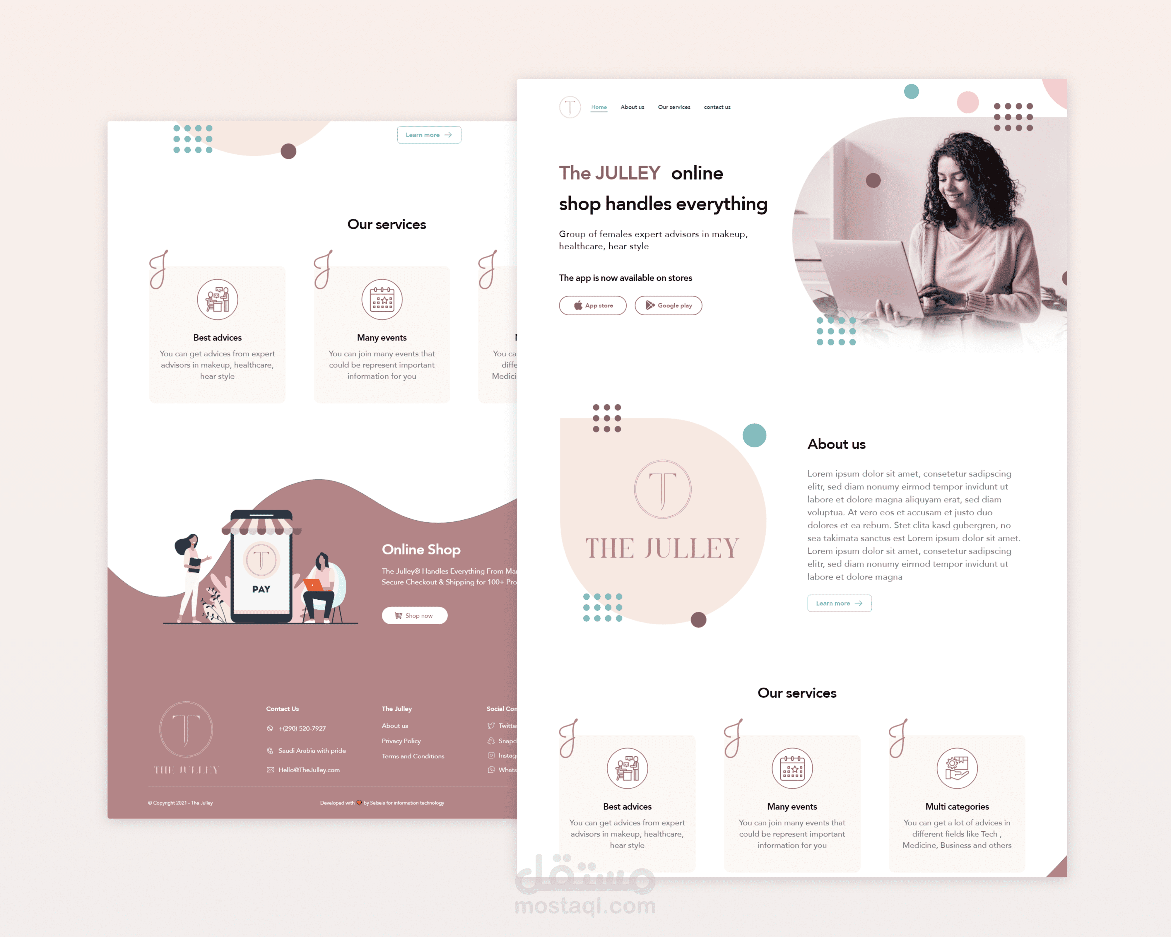 تصميم موقع لتطبيق جولي _ Landing page design for The julley app